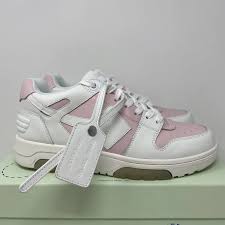 OFF-WHITE Out Of Office OOO Low Tops White Pink (Used)