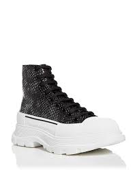Alexander McQueen Treadslick High-Top Stamped Snake Boots - Used