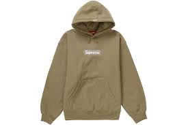 Supreme Box Logo Hooded Sweatshirt Dark Sand