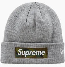 Supreme New Era Box Logo Beanie Heather Grey