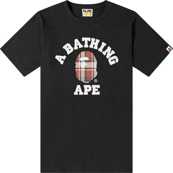 BAPE Check College Tee 'Black/Red'