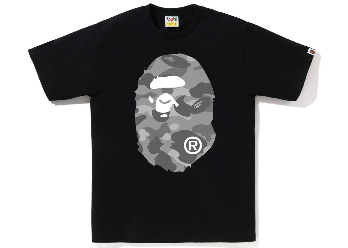 BAPE Honeycomb Camo Big Ape Head Tee Black Grey