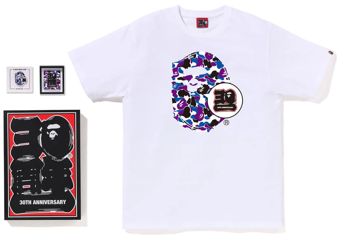 BAPE Store Hong Kong Bape 30th Anniversary Ape Head Tee White