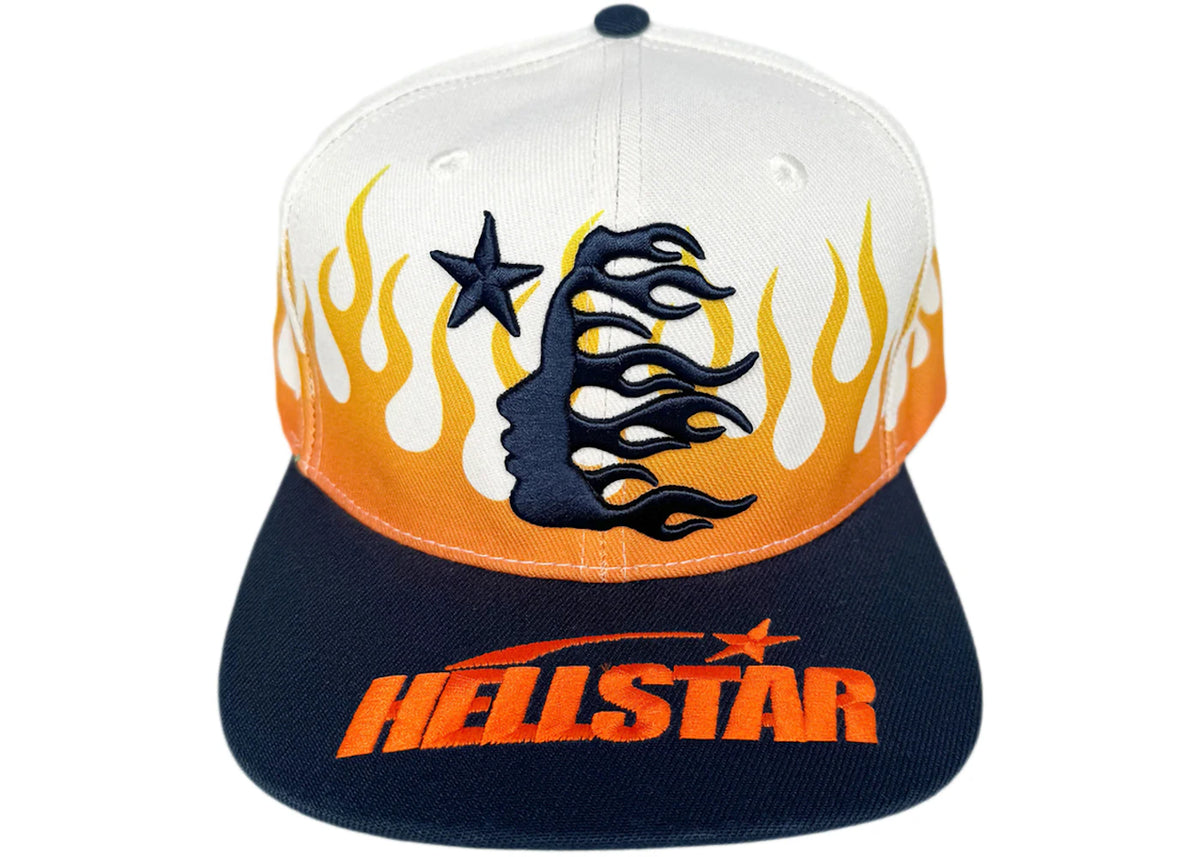 Hellstar Flame Vintage Snapback Hat Cream/Navy