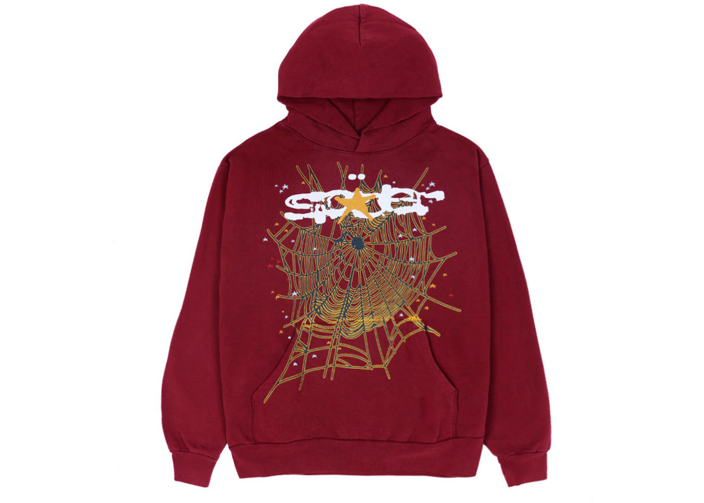 Sp5der Logo Hoodie Men's Maroon