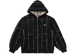 Supreme Faux Shearling Zip Up Hooded Sweatshirt Black