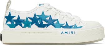 AMIRI White & Blue Stars Court Low Sneakers - Used