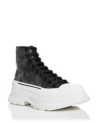 Alexander McQueen  Treadslick High-Top Stamped Snake Boots - Used