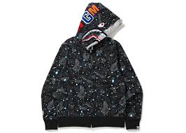 BAPE Space Camo Shark Full Zip Double Hoodie Black Multi (Pre-Owned)