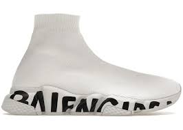Balenciaga Speed Graffiti Trainers White Black - Used