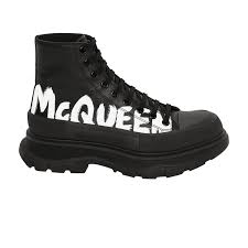 Alexander McQueen Tread Slick Boot 'Graffiti Logo - Black'