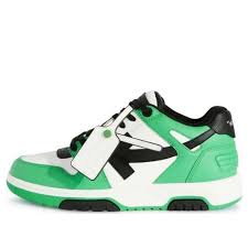 OFF-WHITE Out Of Office "OOO" Low Tops Green Black - Used
