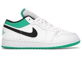 Jordan 1 Low White Lucky Green Tumbled Leather - Used