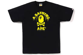 BAPE Drip Ape Crossbone College Tee Black Yellow