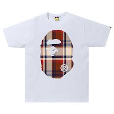 White Burberry Big Head Bape Tee