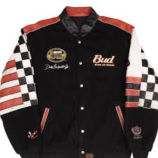 VINTAGE NASCAR DALE EARNHARDT JR BUDWEISER REVERSIBLE LEATHER JACKET - preowned