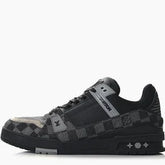 Louis Vuitton  Damier Denim Calfskin Mens LV Trainer Sneakers 10 Black - Used