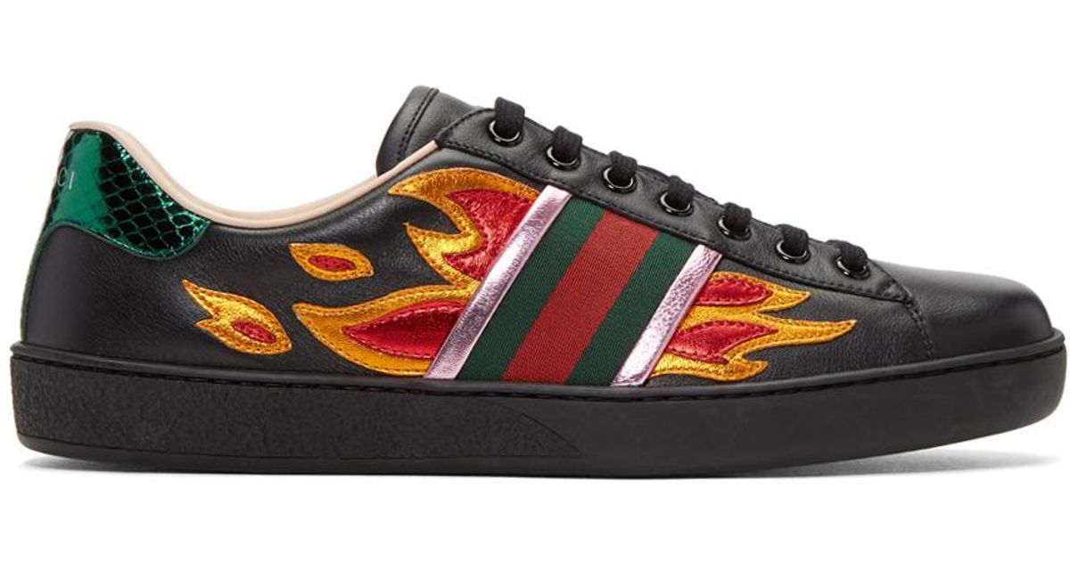 Gucci Sneakers Black "New Ace Flames" - Used