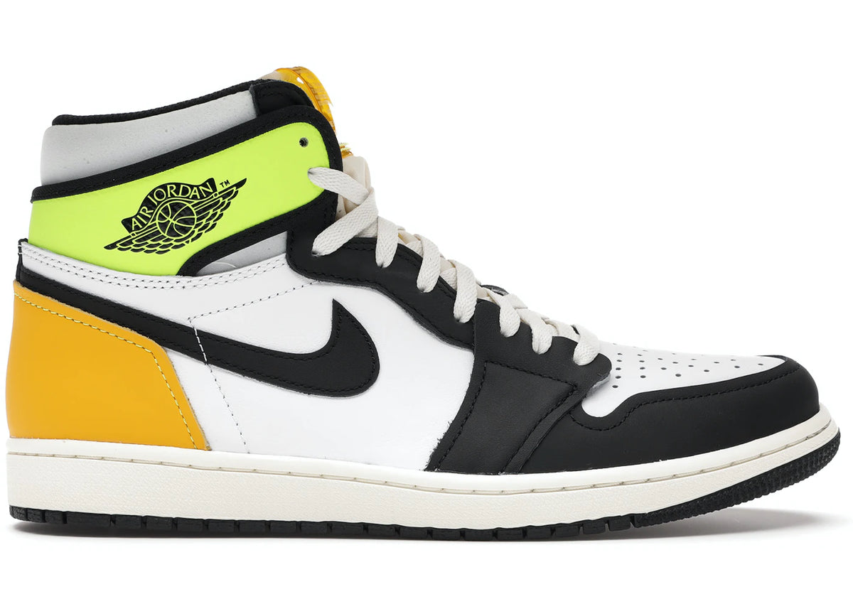 Jordan 1 Retro High White Black Volt University Gold - Used