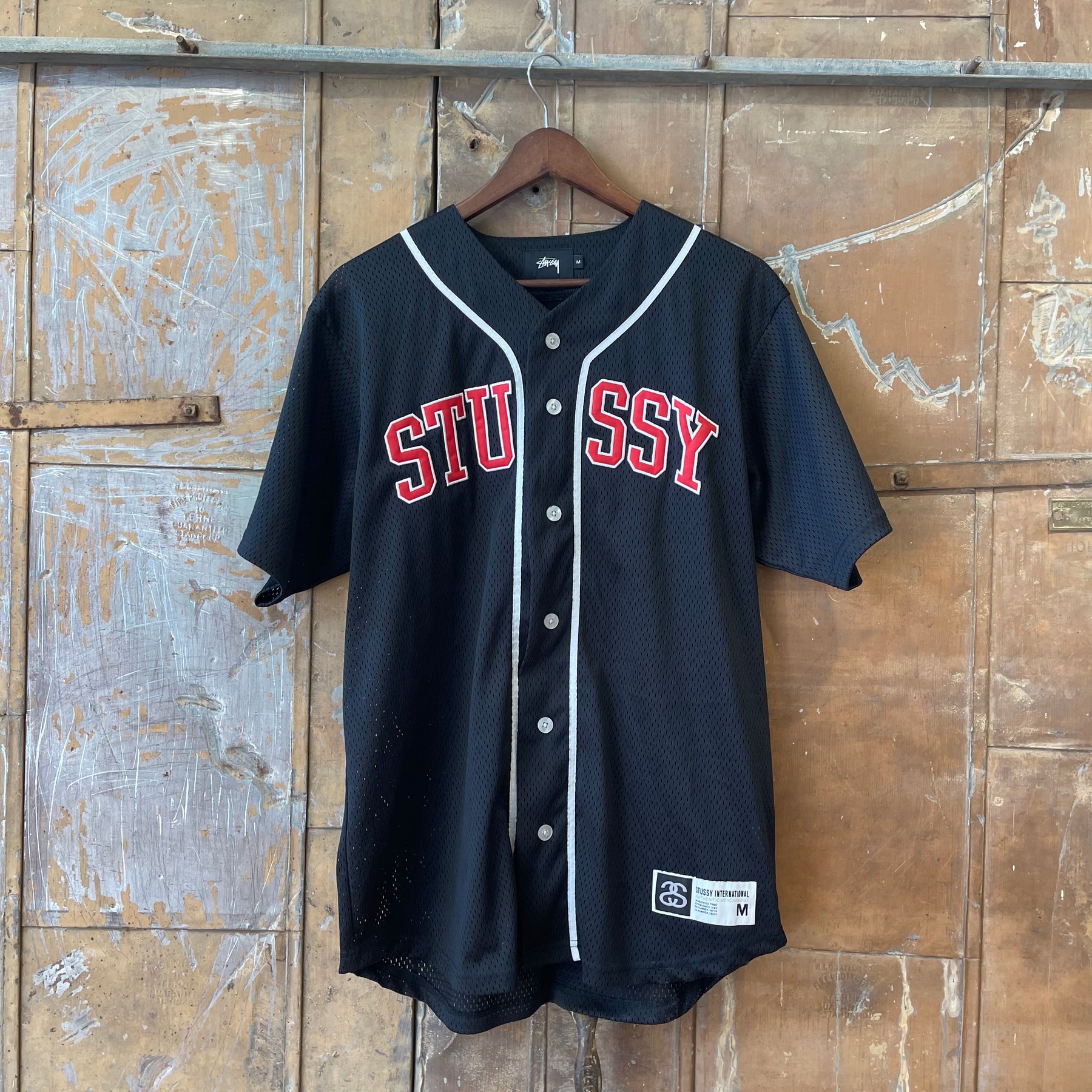 Stussy Red and Black Baseball Jersey